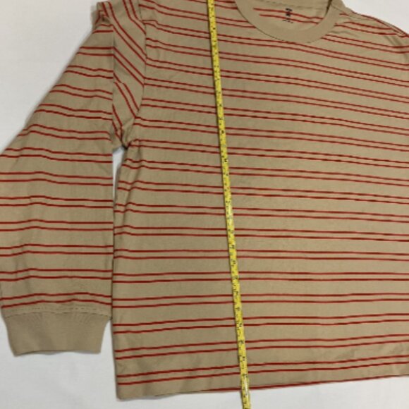 Mode of One Mens Long Sleeve Relaxed Stripe T Shirt Cinnamon Brulee XXL - Picture 4 of 6